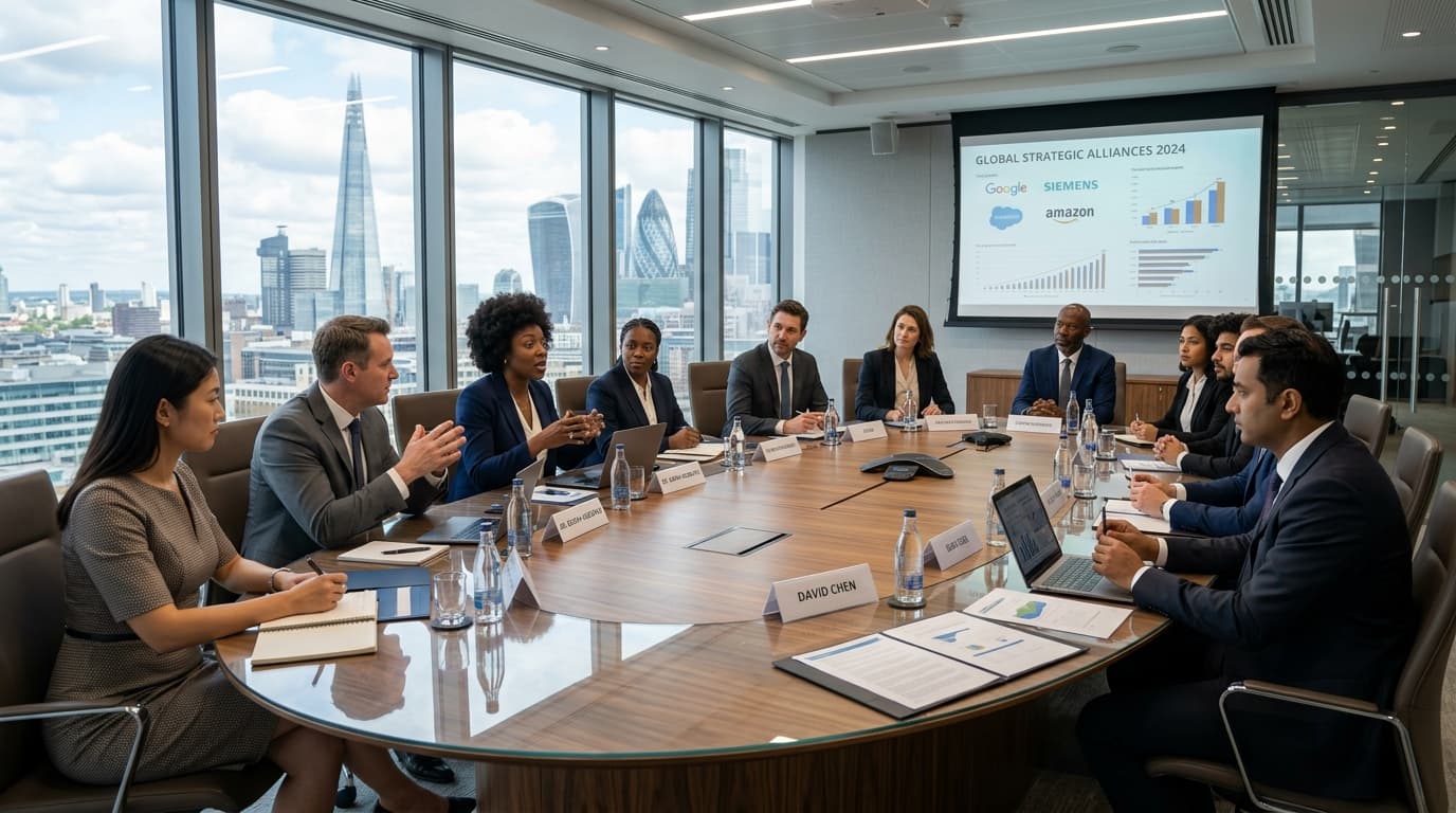 Boardroom strategic partnership alliance roundtable discussion